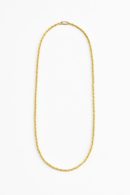 Cadena Torsal Italiana 75cm con Baño de Oro 18K